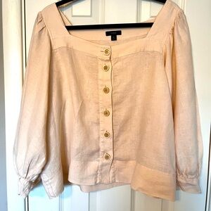 J Crew Squareneck button-up top in linen